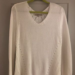 LOFT white cable knit sweater